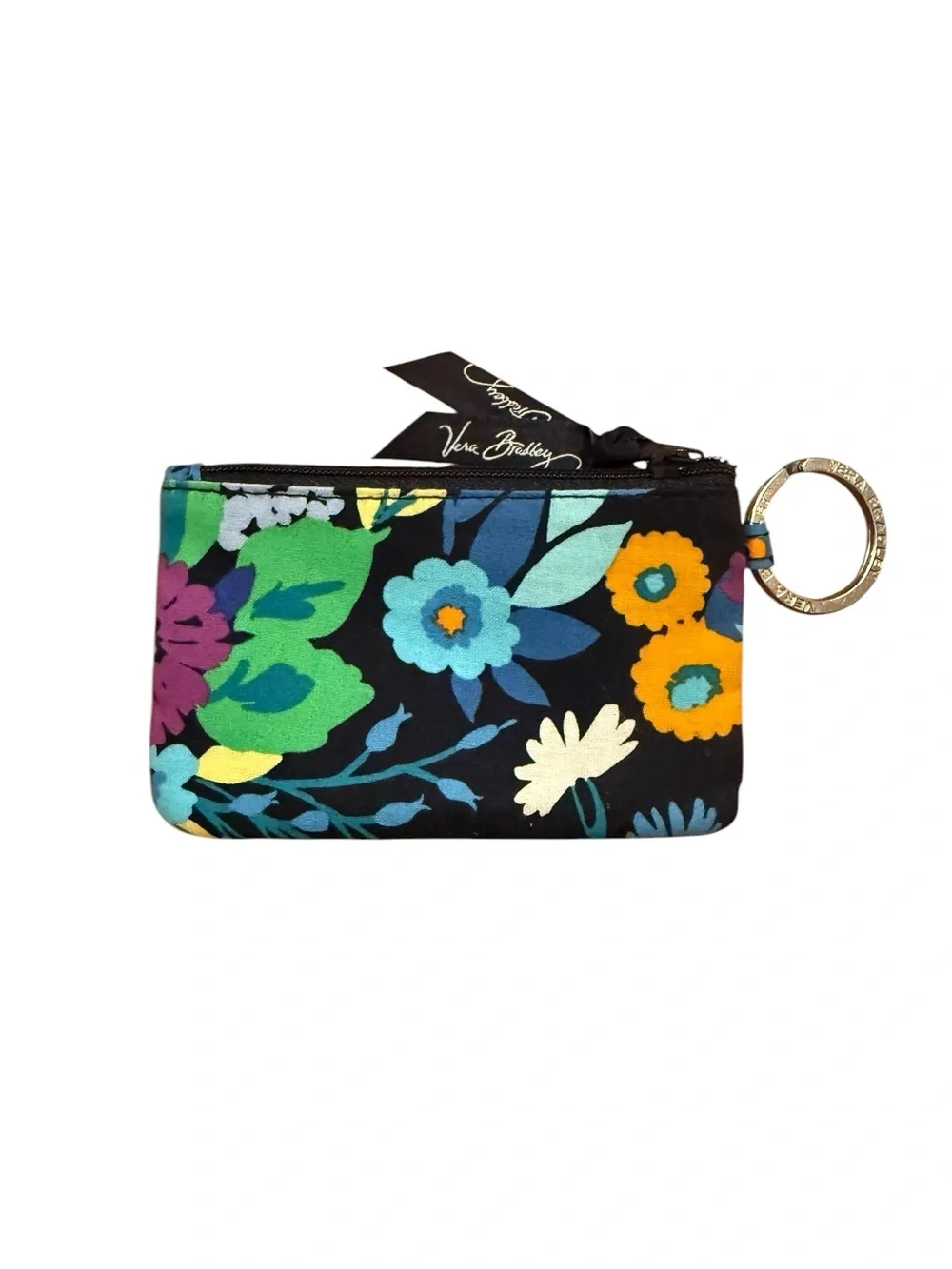 Vera Bradley Navy Floral ID Case with Key Ring